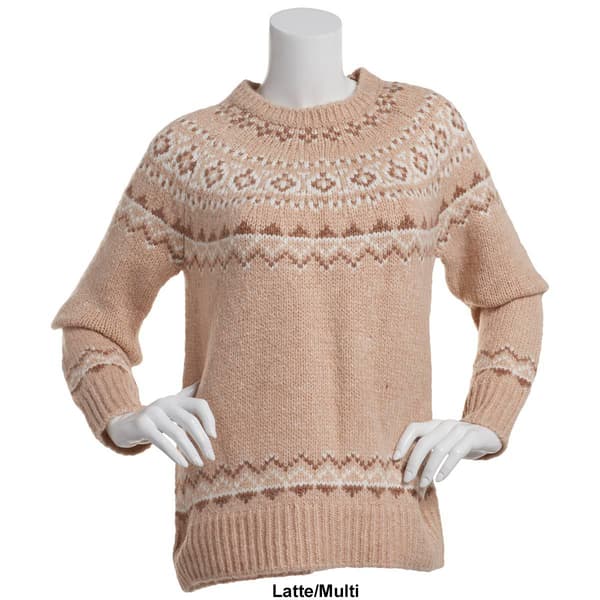 Womens Calvin Klein Long Sleeve Fair Isle Crew Neck Sweater