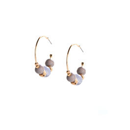 Ashley Cooper&#40;tm&#41; Grey Beaded Gold-Tone Hoop Earrings