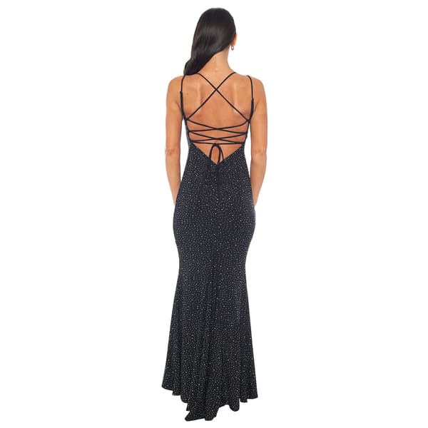 Juniors Jump Ity w/ Rhinestones Double Strap Long Sheath Dress