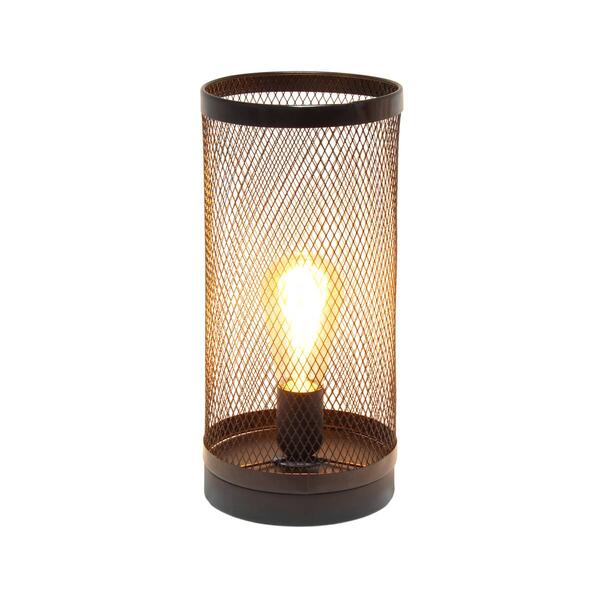 Simple Designs Cylindrical Steel Table Lamp w/Mesh Shade - image 