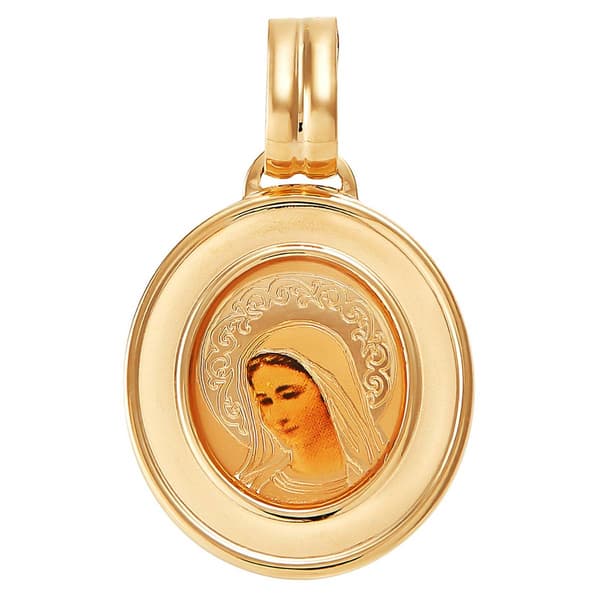 Gold Classics(tm) 10kt. Yellow Gold Oval Mary Medal Pendant - image 