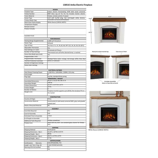 Real Flame Anika Mantel Electric Fireplace