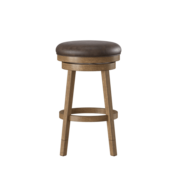 HH2 Home Raine Wood Backless Adjustable Height Swivel Stool