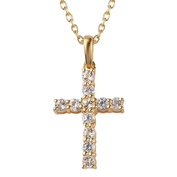 Gemstone Classics&#40;tm&#41; Topaz & Created Sapphire Cross Pendan - image 