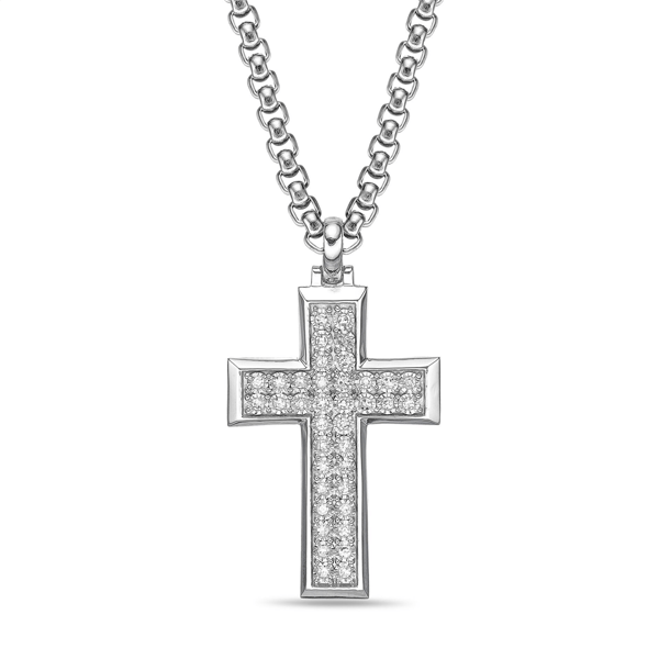 Mens Lynx 1/2ctw. Lab-Grown Diamond Cross Pendant Necklace - image 