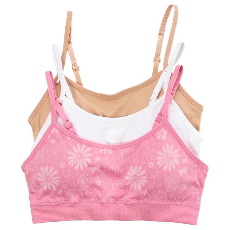 Girls (7-16)Rene Rofe(R) Gracie 3pk. Floral/Solid Seamless Bralette
