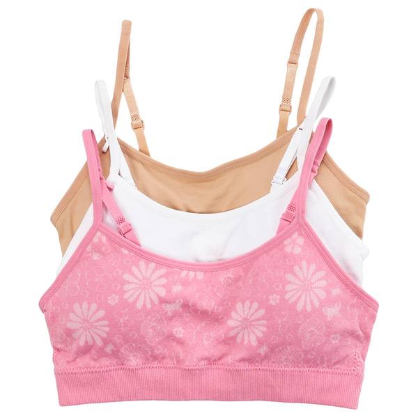 Girls (7-16)Rene Rofe(R) Gracie 3pk. Floral/Solid Seamless Bralette