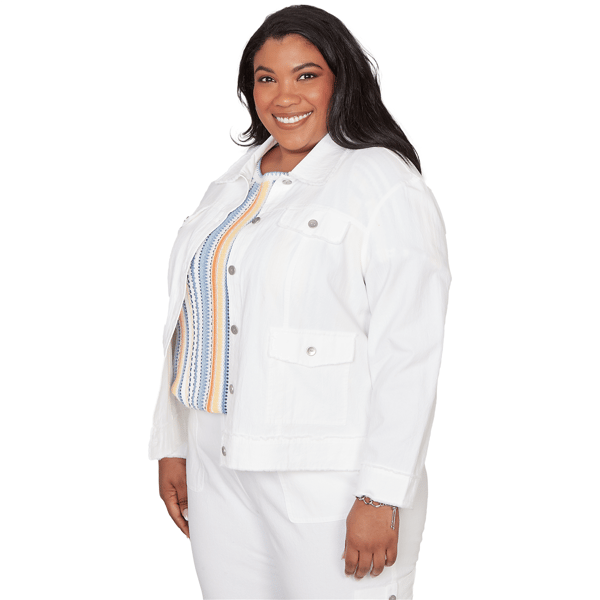 Plus Size Alfred Dunner Out Of The Blue Button Front Denim Jacket