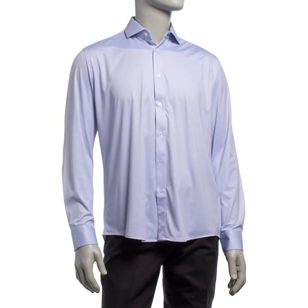 Mens Tom Baine Grey Dotted Fitted Traveler Dress Shirt - image 