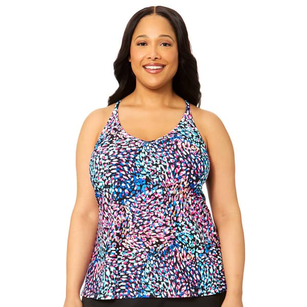 Plus Size Leilani Animal Beach Racer Back Tankini