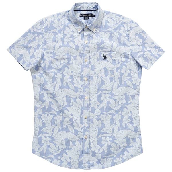 Mens U.S. Polo Assn.(R) Floral Woven Button Down Shirt - White - image 