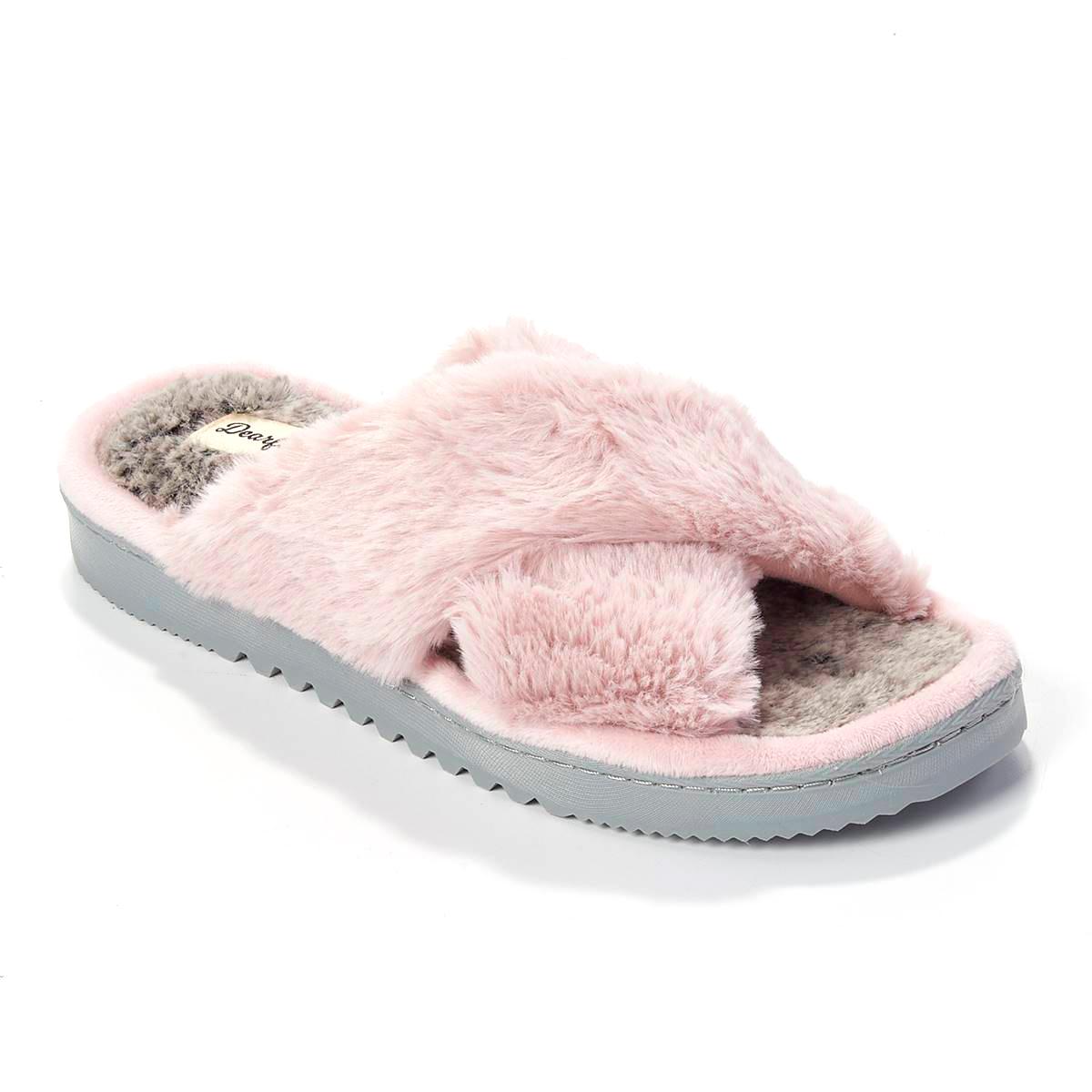 Womens Dearfoams® Miranda Plush Pile X-Band Slide Slippers