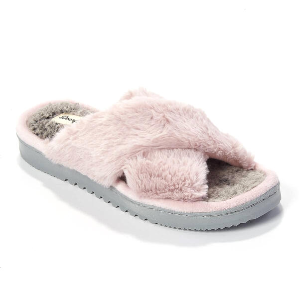 Womens Dearfoams(R) Miranda Plush Pile X-Band Slide Slippers - image 