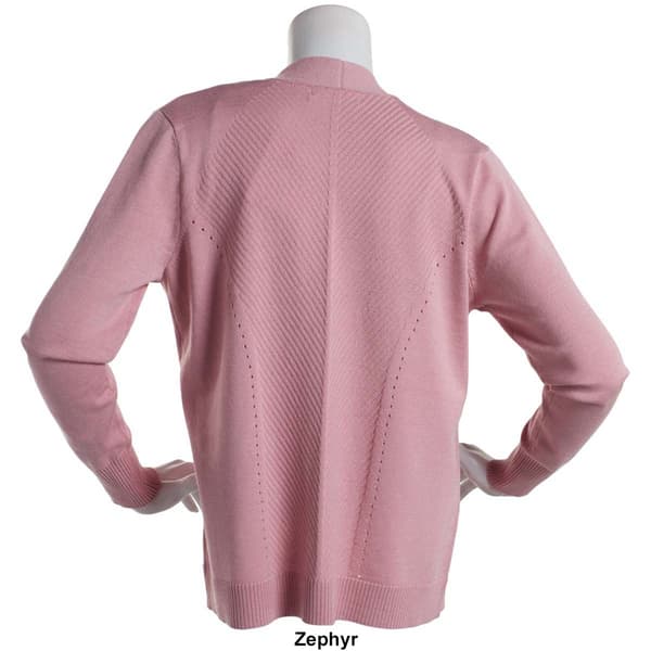 Petites 89th &amp; Madison Rib Detail Cardigan w/2 Pockets