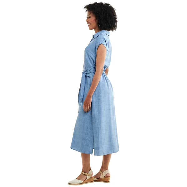 Womens Emma & Michele Tie Front Denim A-Line Dress