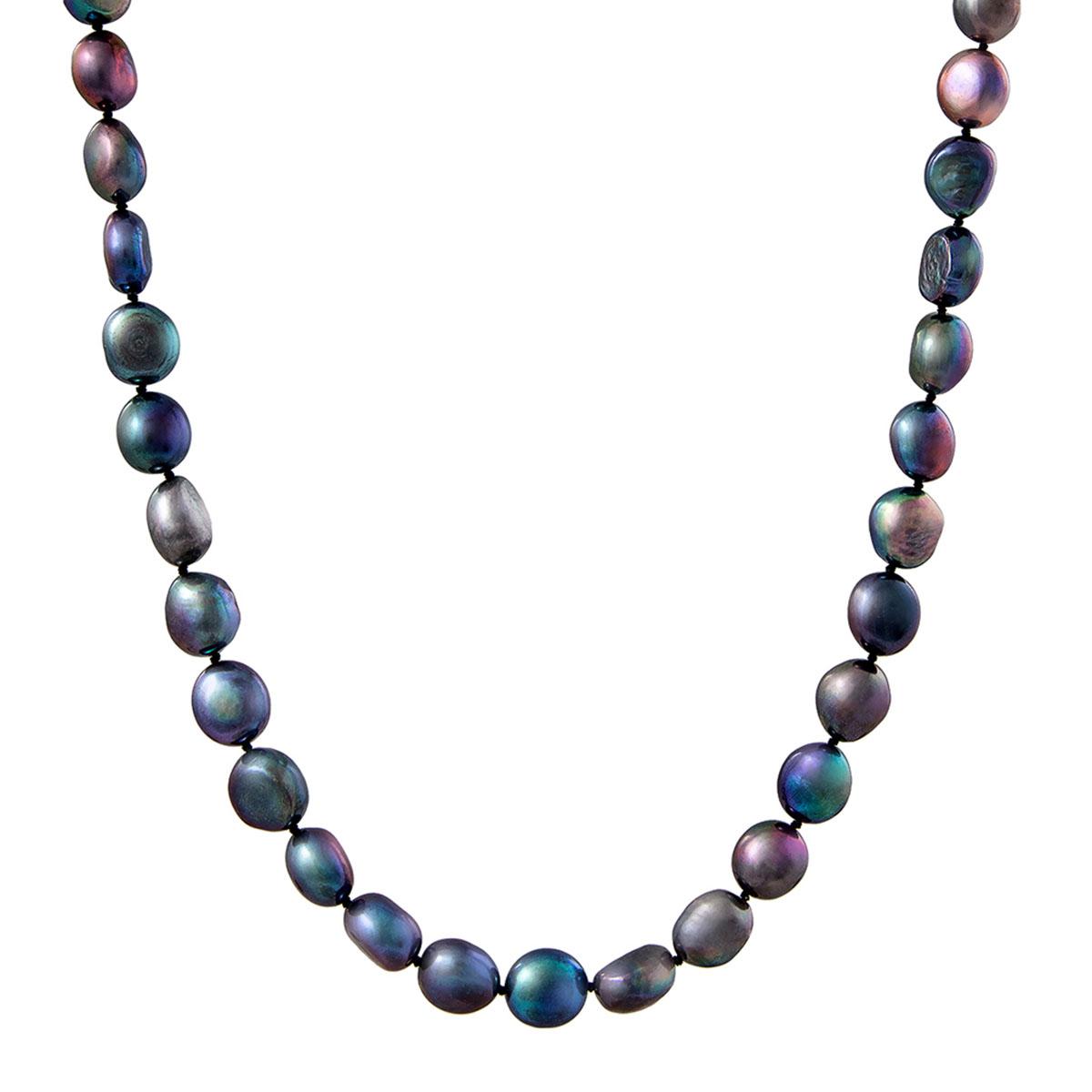 Splendid Pearls 14kt. White Gold Silver Baroque Pearl...