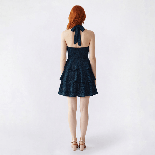 Juniors Trixxi Glitter Knit Triple Tier Halter Dress