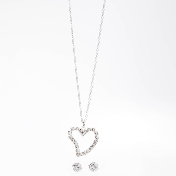 Rosa Rhinestones Heart Pendant & Earring Set - image 