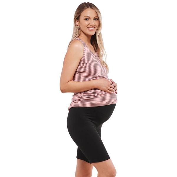 Womens Due Time Solid Biker Maternity Shorts - image 