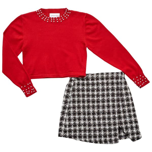 Girls &#40;7-12&#41; Tween Diva 2pc. Sweater & Boucle Skort Set