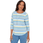 Womens Alfred Dunner Beachcomber 3/4 Sleeve Coastal Stripe Tee - image 3