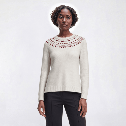Womens Olive & Vine Long Sleeve Fair Isle Heart Sweater - image 