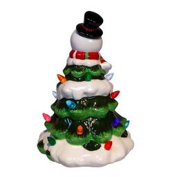 Kurt Adler 9in. Battery-Operated Ceramic Light-Up Snowman Tree