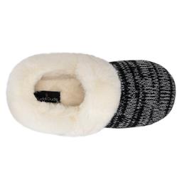 Womens Cuddl Duds® Twist Knit Faux Fur Collar Slippers