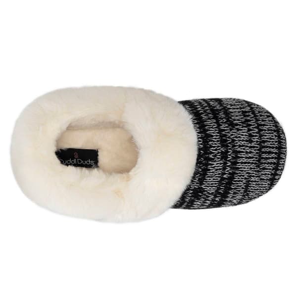 Womens Cuddl Duds® Twist Knit Faux Fur Collar Slippers