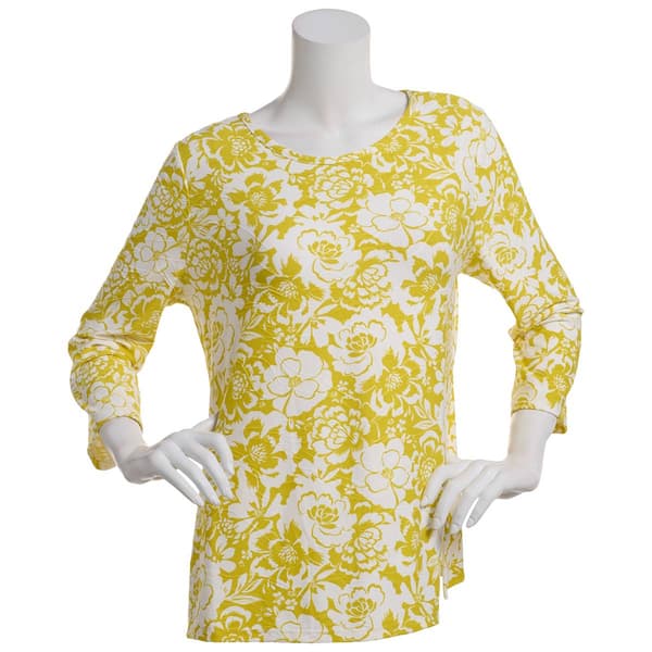 Womens Emily Daniels 3/4 Sleeve Floral Jacquard Tee - image 