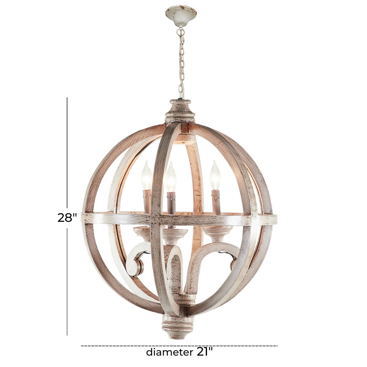9th & Pike®  Gold Wood Rustic Caged Chandelier