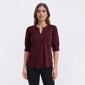 Petite Democracy Elbow Sleeve Solid Pintuck Blouse - image 1