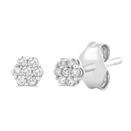 Nova Star(R) Sterling Silver Lab Grown Cirque Diamond Stud Earrings