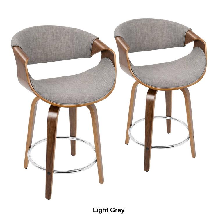 LumiSource Curvini Mid-Century Modern Counter Stools - Set of 2
