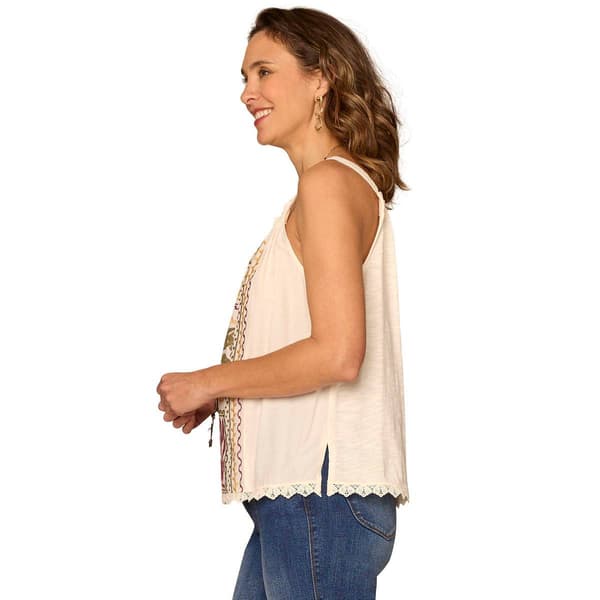 Womens Democracy Sleeveless Leaf Embroidery Blouse