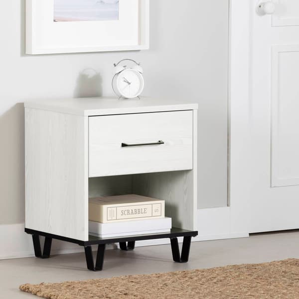 South Shore Arlen White Pine 1-Drawer Nightstand