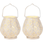 HomeRoots Pierced Geometric Cordless Lantern Lamps - Set of Two - image 1