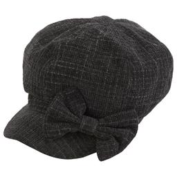 Womens Madd Hatter Chenille Bow Newsboy Cabbie Hat