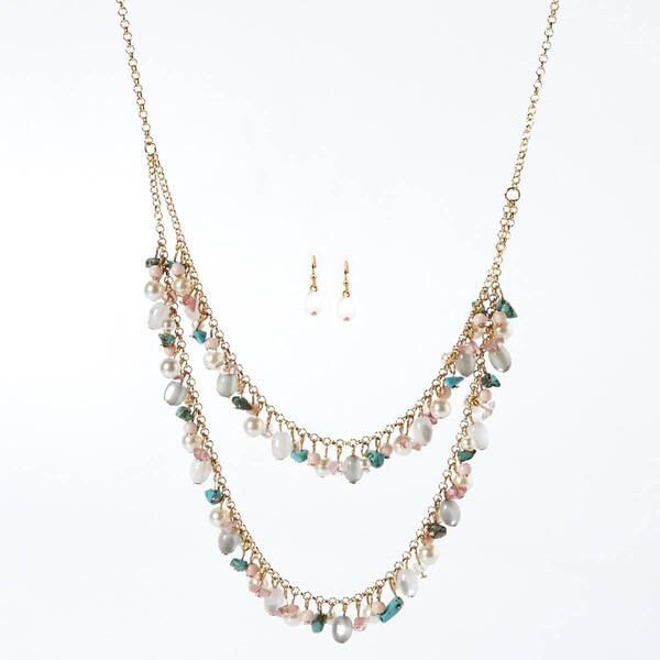 Ashley Cooper&#40;tm&#41; Multi Beaded Layered Necklace & Earrings Set - image 