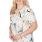 Womens Alfred Dunner Out Of The Blue Floral Birds V Neck Tee - image 5