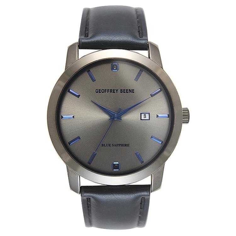 Mens Geoffrey Beene(R) Gunmetal and Sapphire Strap Watch-GBB8219GU
