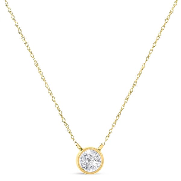 Haus of Brilliance Yellow Gold over Silver Diamond Pendant