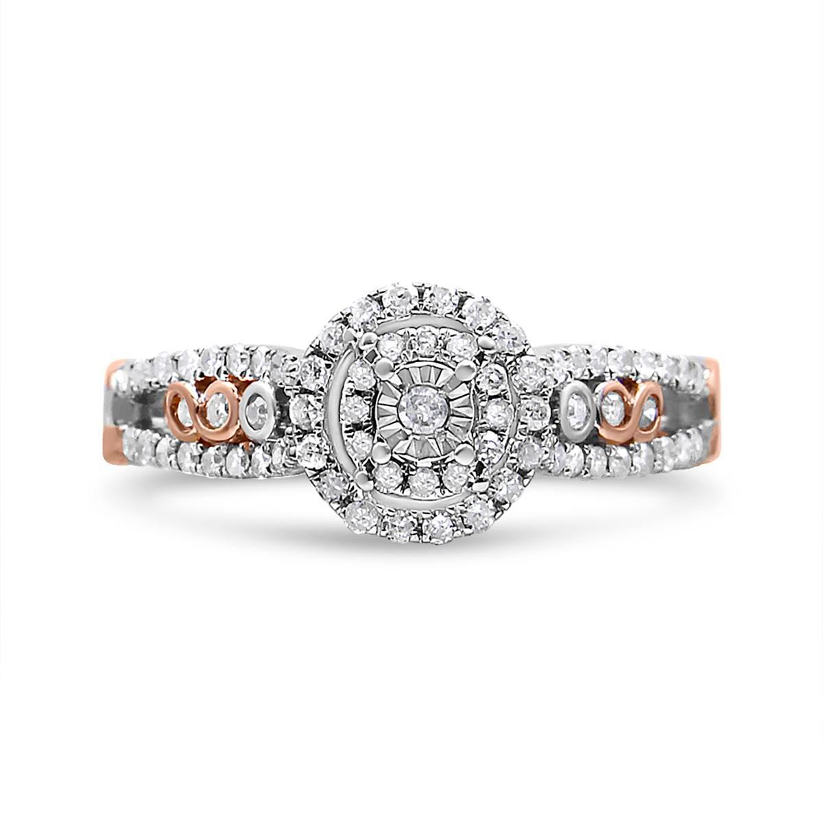 Haus of Brilliance Rose Gold Plated Cross-Over Engagement...