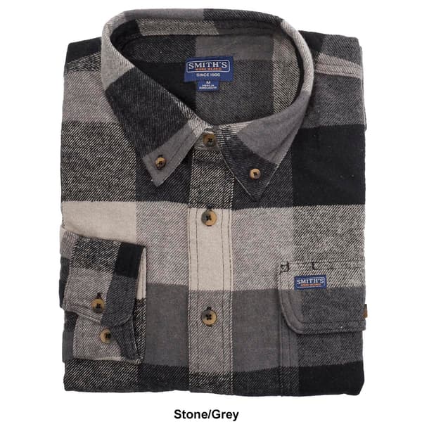 Mens Smith''s Long Sleeve Buffalo Plaid Flannel Shirt