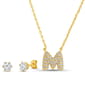 CZ 3D Initial M Necklace Set - image 1