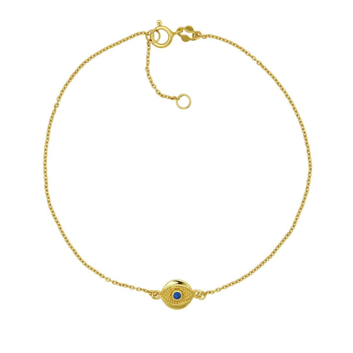 Barefootsies Gold Plated Sapphire Glass Evil Eye Anklet,New Products : American Fashion Style Bags On Sale