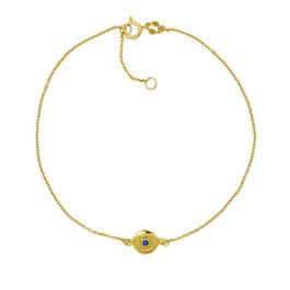 Barefootsies Gold Plated Sapphire Glass Evil Eye Anklet