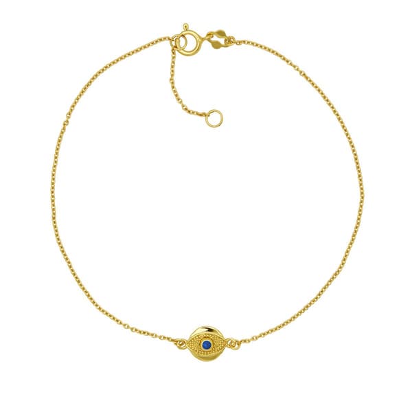 Barefootsies Gold Plated Sapphire Glass Evil Eye Anklet - image 