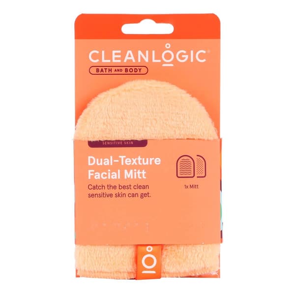 Cleanlogic Bath &amp; Body Sensitive Skin Dual Texture Facial Mitt - image 