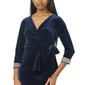 Womens MSK 3/4 Rhinestone Sleeve Velvet Faux Wrap Blouse - image 3